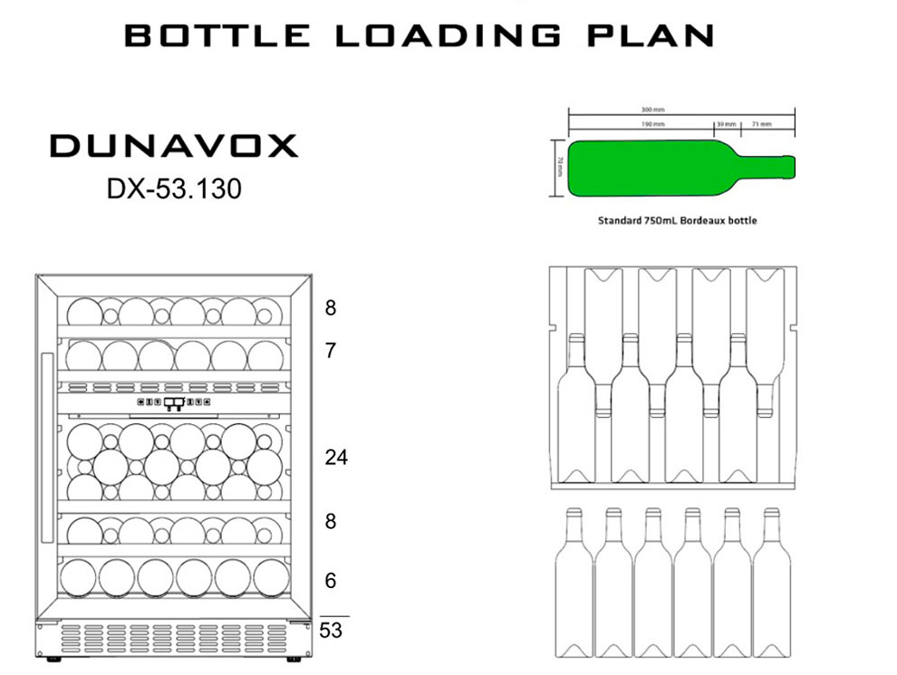 Встраиваемый винный холодильник Dunavox DX-53.130DWK/DP