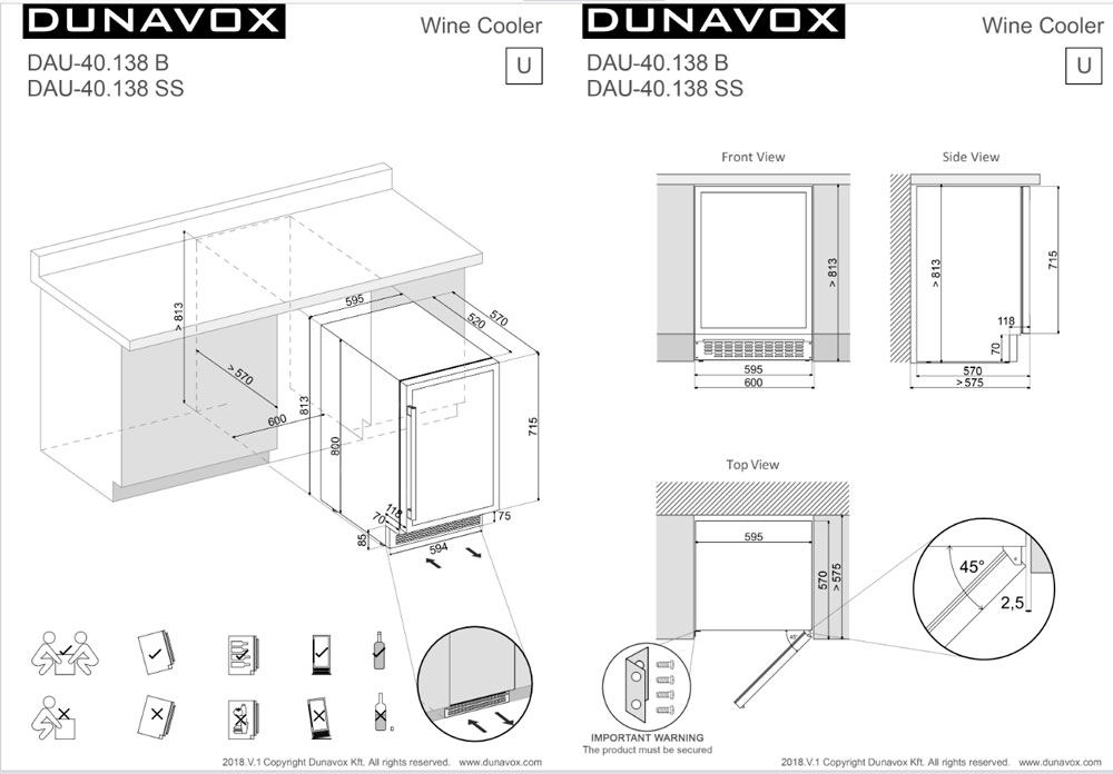 Встраиваемый винный холодильник Dunavox DAUF-40.138SS