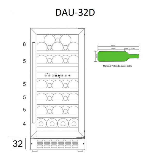 Встраиваемый винный холодильник Dunavox DAU-32.78DW