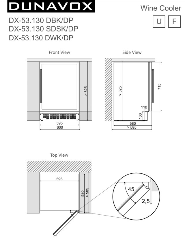 Винный холодильник Dunavox DX-53.130SDSK/DP