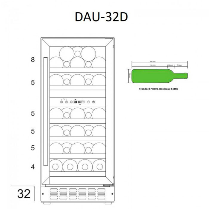 Встраиваемый винный холодильник Dunavox DAU-32.81DSS