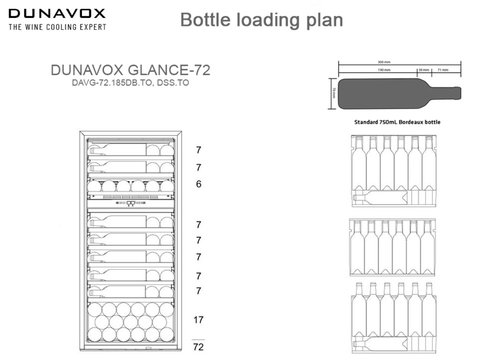 Встраиваемый винный шкаф Dunavox DAVG-72.185DB.TO