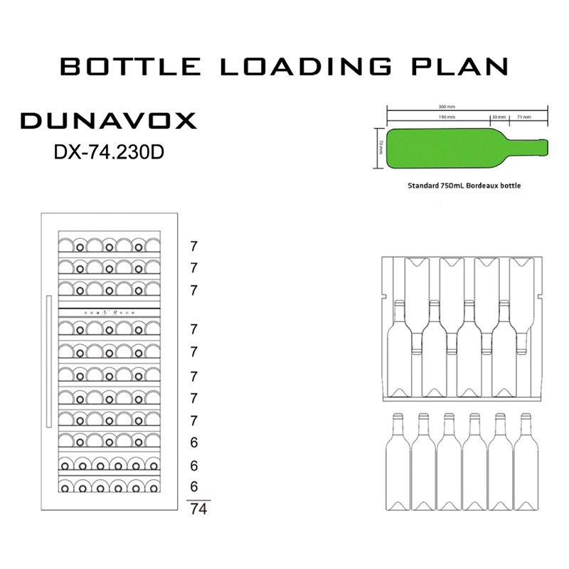 Встраиваемый винный холодильник Dunavox DX-74.230DB