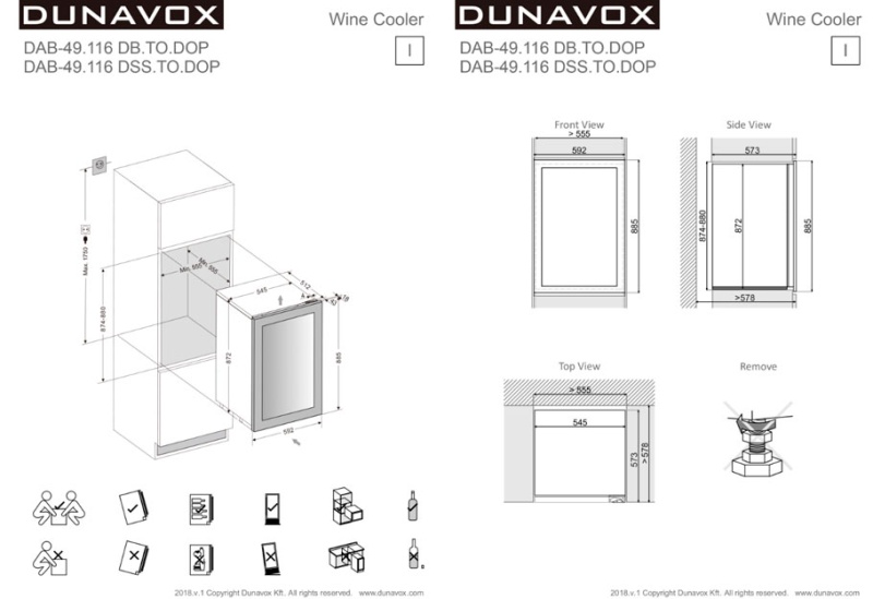 Встраиваемый винный шкаф Dunavox DAB-49.116DB.TO