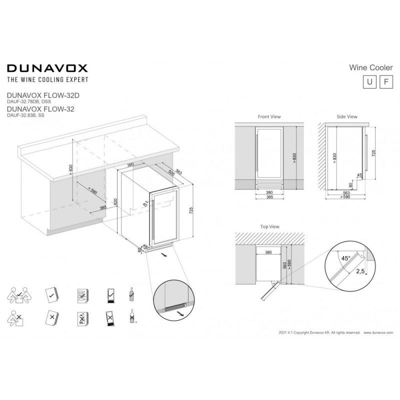 Встраиваемый винный холодильник Dunavox DAUF-32.83B