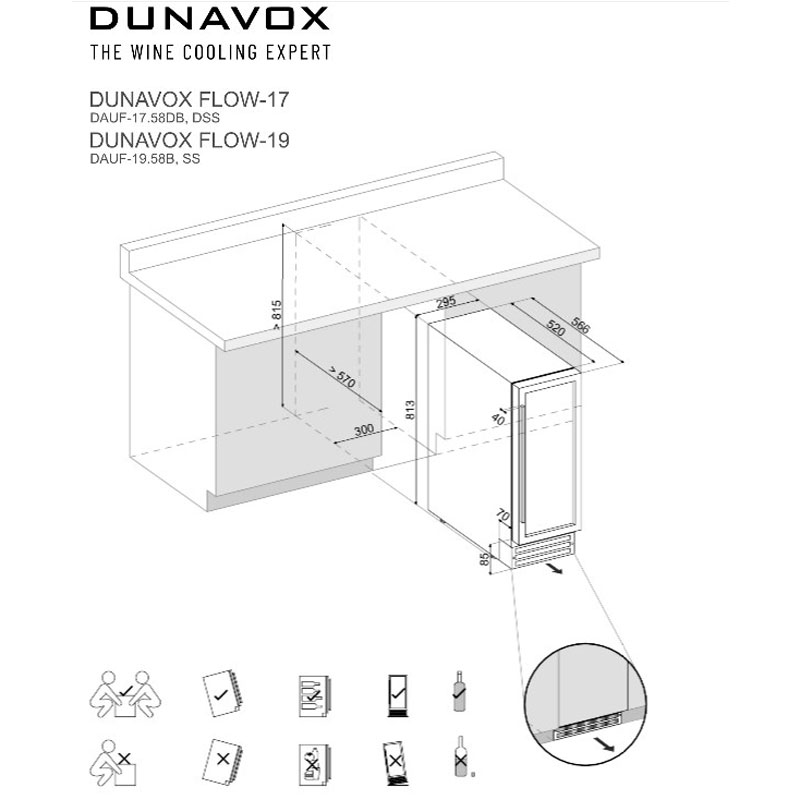 Встраиваемый винный холодильник Dunavox DAUF-17.58DSS