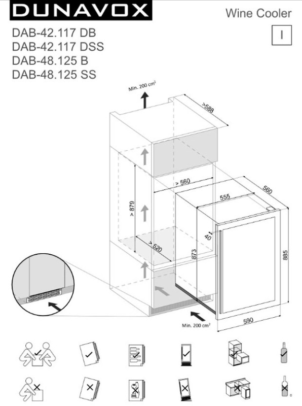 Встраиваемый винный холодильник Dunavox DAB-48.125B