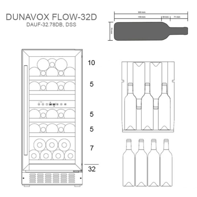 Встраиваемый винный холодильник Dunavox DAUF-32.78DSS