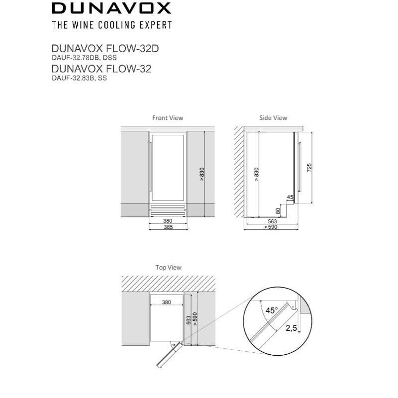 Встраиваемый винный холодильник Dunavox DAUF-32.78DSS