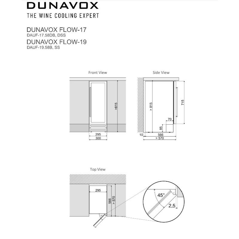 Встраиваемый винный холодильник Dunavox DAUF-17.58DSS